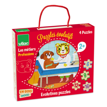 Coffret de 4 puzzles évolutifs en bois, Les métiers