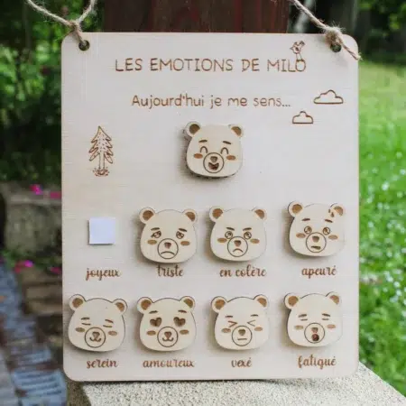 Tableau des émotions en bois personnalisé - Ours